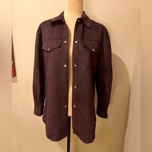 Truth by Republic Oversized Rich Brown Suede Shacket Gold Snaps, size XS